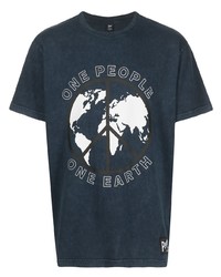 dunkelblaues und weißes bedrucktes T-Shirt mit einem Rundhalsausschnitt von PATTA