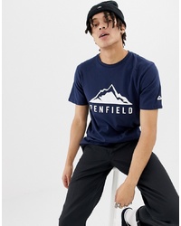 dunkelblaues und weißes bedrucktes T-Shirt mit einem Rundhalsausschnitt von Penfield