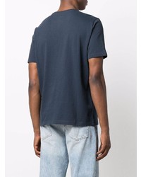 dunkelblaues und weißes bedrucktes T-Shirt mit einem Rundhalsausschnitt von ECOALF