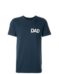 dunkelblaues und weißes bedrucktes T-Shirt mit einem Rundhalsausschnitt von Ron Dorff