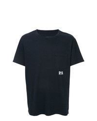 dunkelblaues und weißes bedrucktes T-Shirt mit einem Rundhalsausschnitt von RtA