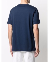 dunkelblaues und weißes bedrucktes T-Shirt mit einem Rundhalsausschnitt von Billionaire