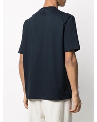 dunkelblaues und weißes bedrucktes T-Shirt mit einem Rundhalsausschnitt von Lanvin