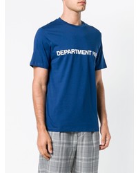 dunkelblaues und weißes bedrucktes T-Shirt mit einem Rundhalsausschnitt von Department 5