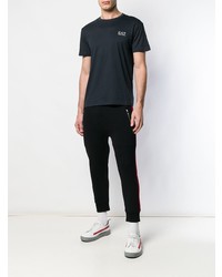 dunkelblaues und weißes bedrucktes T-Shirt mit einem Rundhalsausschnitt von Ea7 Emporio Armani