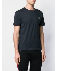 dunkelblaues und weißes bedrucktes T-Shirt mit einem Rundhalsausschnitt von Ea7 Emporio Armani