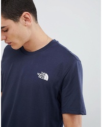 dunkelblaues und weißes bedrucktes T-Shirt mit einem Rundhalsausschnitt von The North Face
