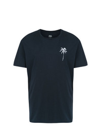 dunkelblaues und weißes bedrucktes T-Shirt mit einem Rundhalsausschnitt von Track & Field