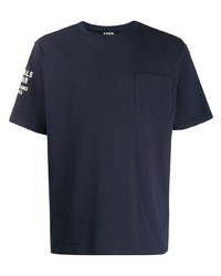 dunkelblaues und weißes bedrucktes T-Shirt mit einem Rundhalsausschnitt von U.P.W.W.