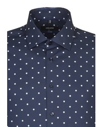 dunkelblaues und weißes gepunktetes Businesshemd von Seidensticker
