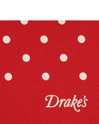 dunkelblaues und weißes gepunktetes Einstecktuch von Drakes
