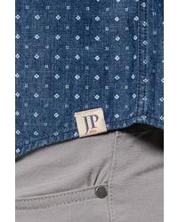 dunkelblaues und weißes gepunktetes Kurzarmhemd von JP1880