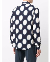 dunkelblaues und weißes gepunktetes Langarmhemd von Sandro Paris