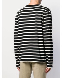 dunkelblaues und weißes horizontal gestreiftes Langarmshirt von Ami Paris