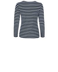dunkelblaues und weißes horizontal gestreiftes Langarmshirt von modAS