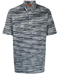 dunkelblaues und weißes horizontal gestreiftes Polohemd von Missoni