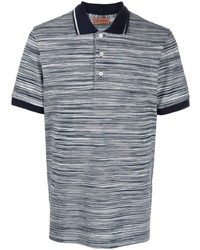 dunkelblaues und weißes horizontal gestreiftes Polohemd von Missoni