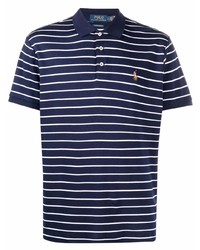 dunkelblaues und weißes horizontal gestreiftes Polohemd von Polo Ralph Lauren