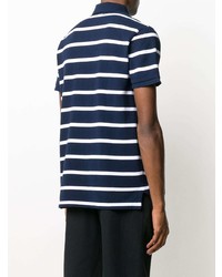 dunkelblaues und weißes horizontal gestreiftes Polohemd von Polo Ralph Lauren