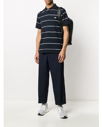 dunkelblaues und weißes horizontal gestreiftes Polohemd von Emporio Armani