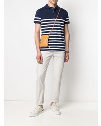 dunkelblaues und weißes horizontal gestreiftes Polohemd von Polo Ralph Lauren