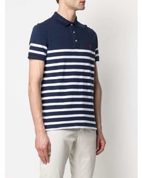 dunkelblaues und weißes horizontal gestreiftes Polohemd von Polo Ralph Lauren