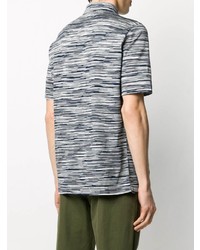 dunkelblaues und weißes horizontal gestreiftes Polohemd von Missoni