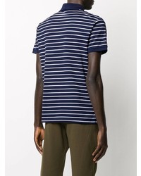 dunkelblaues und weißes horizontal gestreiftes Polohemd von Polo Ralph Lauren