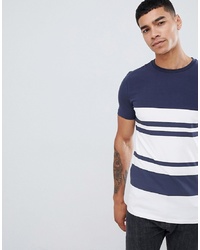 dunkelblaues und weißes horizontal gestreiftes T-Shirt mit einem Rundhalsausschnitt von ASOS DESIGN