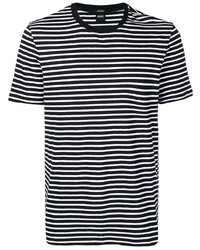 dunkelblaues und weißes horizontal gestreiftes T-Shirt mit einem Rundhalsausschnitt von BOSS HUGO BOSS
