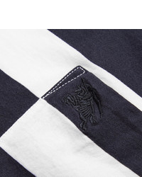 dunkelblaues und weißes horizontal gestreiftes T-Shirt mit einem Rundhalsausschnitt von Burberry