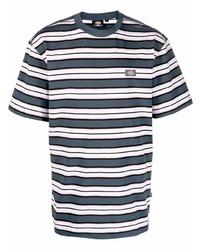 dunkelblaues und weißes horizontal gestreiftes T-Shirt mit einem Rundhalsausschnitt von Dickies Construct