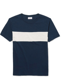 dunkelblaues und weißes horizontal gestreiftes T-Shirt mit einem Rundhalsausschnitt von Gant