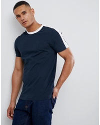 dunkelblaues und weißes horizontal gestreiftes T-Shirt mit einem Rundhalsausschnitt von New Look