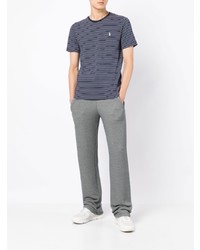 dunkelblaues und weißes horizontal gestreiftes T-Shirt mit einem Rundhalsausschnitt von Polo Ralph Lauren