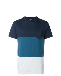 dunkelblaues und weißes horizontal gestreiftes T-Shirt mit einem Rundhalsausschnitt von Ron Dorff