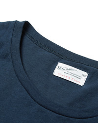 dunkelblaues und weißes horizontal gestreiftes T-Shirt mit einem Rundhalsausschnitt von Gant