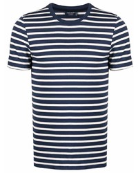 dunkelblaues und weißes horizontal gestreiftes T-Shirt mit einem Rundhalsausschnitt von Saint James