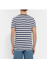 dunkelblaues und weißes horizontal gestreiftes T-Shirt mit einem Rundhalsausschnitt von Polo Ralph Lauren