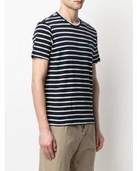 dunkelblaues und weißes horizontal gestreiftes T-Shirt mit einem Rundhalsausschnitt von Etro