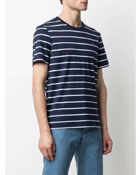 dunkelblaues und weißes horizontal gestreiftes T-Shirt mit einem Rundhalsausschnitt von Polo Ralph Lauren