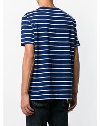 dunkelblaues und weißes horizontal gestreiftes T-Shirt mit einem Rundhalsausschnitt von Polo Ralph Lauren