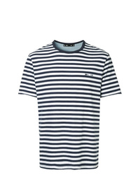 dunkelblaues und weißes horizontal gestreiftes T-Shirt mit einem Rundhalsausschnitt von The Upside