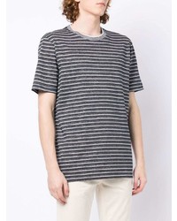 dunkelblaues und weißes horizontal gestreiftes T-Shirt mit einem Rundhalsausschnitt von BOSS