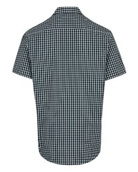 dunkelblaues und weißes Kurzarmhemd mit Vichy-Muster von Bexleys man