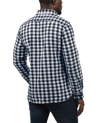 dunkelblaues und weißes Langarmhemd mit Vichy-Muster von Jack & Jones