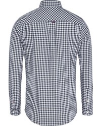 dunkelblaues und weißes Langarmhemd mit Vichy-Muster von Tommy Jeans