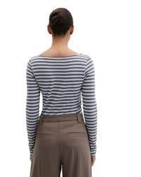 dunkelblaues und weißes Langarmshirt von Marc O'Polo