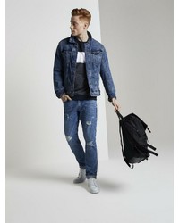 dunkelblaues und weißes Sweatshirt von Tom Tailor Denim