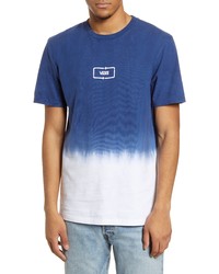 dunkelblaues und weißes Mit Batikmuster T-Shirt mit einem Rundhalsausschnitt